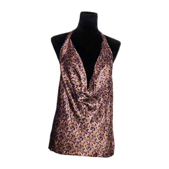 Cami NYC Jackie Silk Cowl Neck Halter Top Sleeveless Top Paisley Size Small - Picture 2 of 10